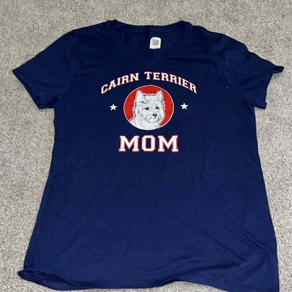 New Cairn Terrier Dog Lover Mom cap sleeve blue T shirt M women’s ladies